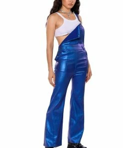 STAY WAVY METALLIC OVERALLS -FINESSE-shop stay wavy metallic overalls blue 4 4