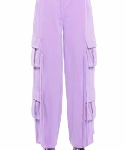 STYLIST WIDE LEG VELVET CARGO PANTS -FINESSE-shop stylist wide leg velvet cargo pants light purple 5 5