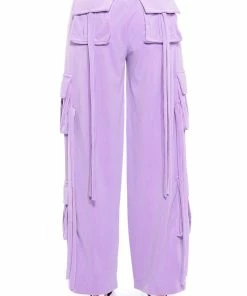 STYLIST WIDE LEG VELVET CARGO PANTS -FINESSE-shop stylist wide leg velvet cargo pants light purple 7 7