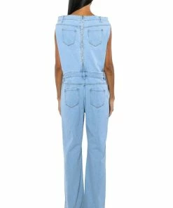 SUNDAY STROLLIN DENIM JUMPSUIT -FINESSE-shop sunday strollin denim jumpsuit light blue 4 4