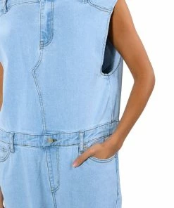 SUNDAY STROLLIN DENIM JUMPSUIT -FINESSE-shop sunday strollin denim jumpsuit light blue 5 5