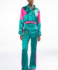 SUPERSONIC SATIN WIDE LEG JOGGER -FINESSE-shop supersonic satin wide leg jogger green multi 8 8