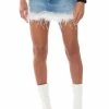 SWEETHEART FEATHER DETAIL DENIM MINI SKIRT