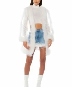 SWEETHEART FEATHER DETAIL DENIM MINI SKIRT -FINESSE-shop sweetheart feather detail denim mini skirt medium blue denim 5 5