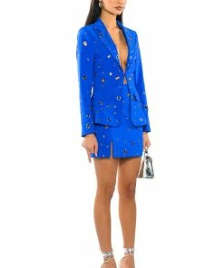 TAKE A BOW MINI SKIRT WITH SLIT -FINESSE-shop take a bow mini skirt with slit royal blue 4 4