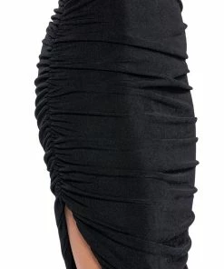 TALK ABOUT IT RUCHED MAXI SKIRT -FINESSE-shop talk about it ruched maxi skirt black 9 9