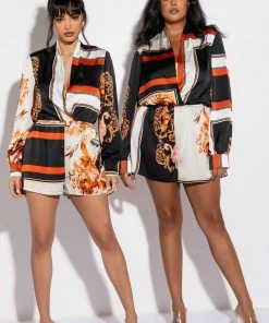 TALK TO ME V NECK ROMPER -FINESSE-shop talk to me v neck romper black multi 6 6