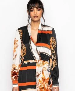 TALK TO ME V NECK ROMPER -FINESSE-shop talk to me v neck romper black multi 7 7