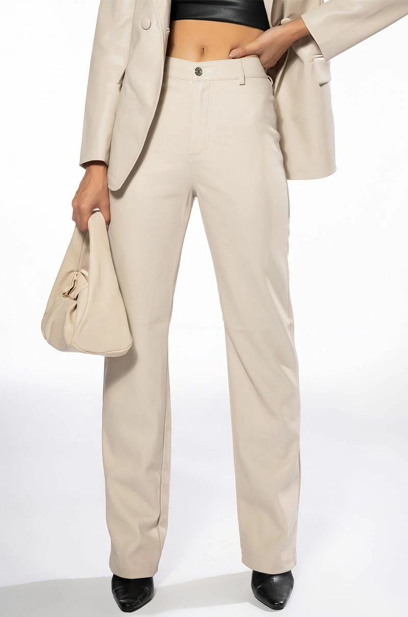 TE QUIERO HIGH RISE VEGAN LEATHER STRAIGHT LEG PANTS IN IVORY 1 TE QUIERO HIGH RISE VEGAN LEATHER STRAIGHT LEG PANTS IN IVORY