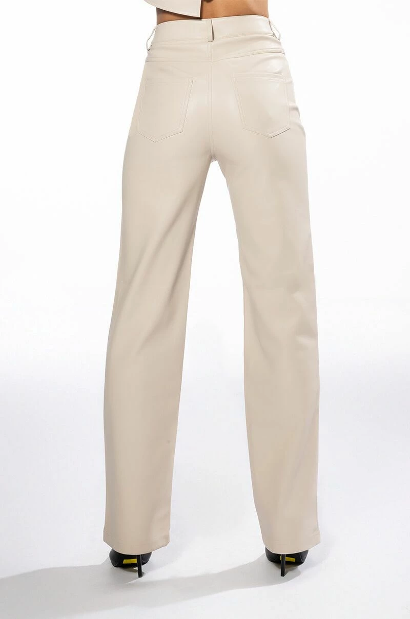 TE QUIERO HIGH RISE VEGAN LEATHER STRAIGHT LEG PANTS IN IVORY 6 TE QUIERO HIGH RISE VEGAN LEATHER STRAIGHT LEG PANTS IN IVORY - Image 6