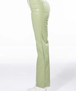TE QUIERO HIGH RISE VEGAN LEATHER STRAIGHT LEG PANTS IN MINT -FINESSE-shop te quiero high rise vegan leather straight leg pants in mint mint 4 4