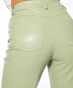 TE QUIERO HIGH RISE VEGAN LEATHER STRAIGHT LEG PANTS IN MINT -FINESSE-shop te quiero high rise vegan leather straight leg pants in mint mint 6 6