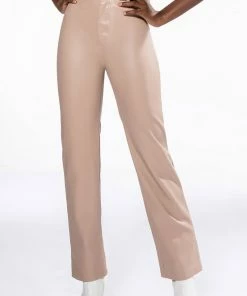 TE QUIERO HIGH RISE VEGAN LEATHER STRAIGHT LEG PANTS IN PINK