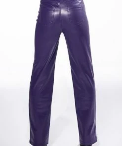 TE QUIERO HIGH RISE VEGAN LEATHER STRAIGHT LEG PANTS IN PURPLE -FINESSE-shop te quiero high rise vegan leather straight leg pants in purple purple 6 6