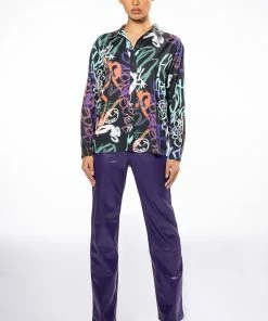 TE QUIERO HIGH RISE VEGAN LEATHER STRAIGHT LEG PANTS IN PURPLE -FINESSE-shop te quiero high rise vegan leather straight leg pants in purple purple 7 7