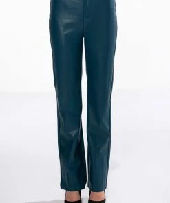 TE QUIERO HIGH RISE VEGAN LEATHER STRAIGHT LEG PANTS IN TEAL 9 TE QUIERO HIGH RISE VEGAN LEATHER STRAIGHT LEG PANTS IN TEAL -FINESSE-shop te quiero high rise vegan leather straight leg pants in teal teal 3 3