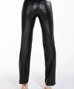 TE-QUIERO HIGH RISE VEGAN LEATHER WIDE LEG PANT WITH 4 WAY STRETCH -FINESSE-shop te quiero high rise vegan leather wide leg pant black 7 7 c1 c1 c1