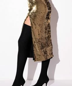 THANK THE ACADEMY HIGH SLIT MAXI SKIRT -FINESSE-shop thank the academy high slit maxi skirt gold 4 4