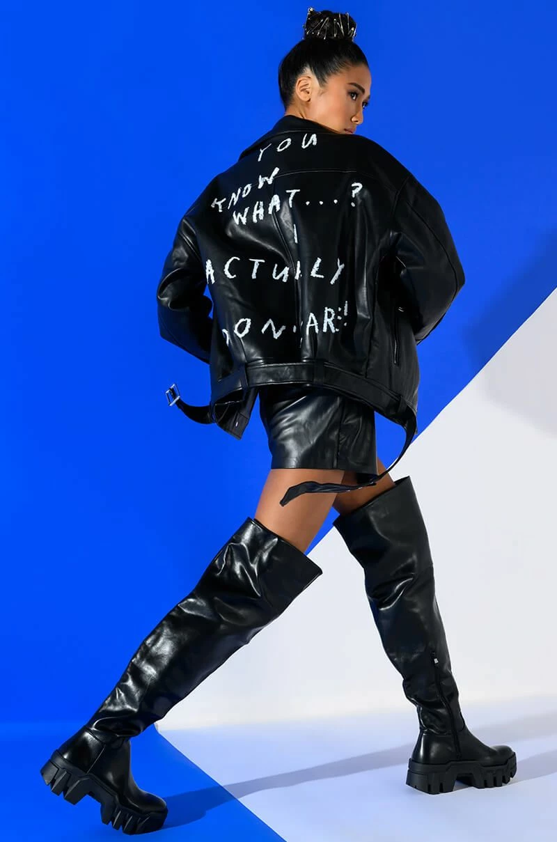THE BADDEST BELTED FAUX LEATHER SKORT WITH 4 WAY STRETCH 2 THE BADDEST BELTED FAUX LEATHER SKORT WITH 4 WAY STRETCH - Image 2