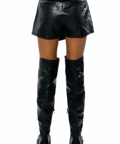 THE BADDEST BELTED FAUX LEATHER SKORT WITH 4 WAY STRETCH 16 THE BADDEST BELTED FAUX LEATHER SKORT WITH 4 WAY STRETCH -FINESSE-shop the baddest belted faux leather skort with 4 way stretch black 8 8