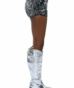 THE BEST ME SEQUIN SHORTS -FINESSE-shop the best me sequin shorts black silver 11 11