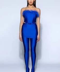THE MOMENT FEATHER DETAIL CORSET IN BLUE -FINESSE-shop the moment feather detail corset in blue royal blue 9 9