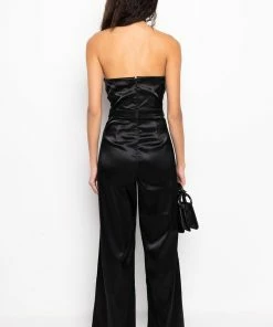 THE ONE AND ONLY WIDE LEG STRAPLESS JUMPSUIT WITH ATTACHED BELT -FINESSE-shop the one and only wide leg strapless jumpsuit with attached belt black 4 4 c1