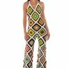 THE WAY YOU GROOVE CROCHET HALTER JUMPSUIT IN WHITE MULTI