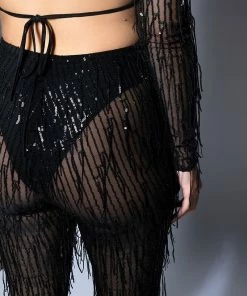 TONIGHT IS THE NIGHT SEQUIN PANTS -FINESSE-shop tonight is the night sequin pants black 6 6