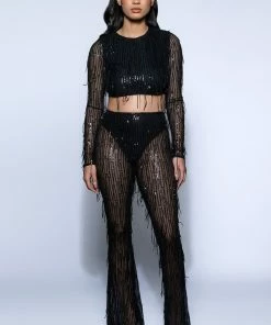 TONIGHT IS THE NIGHT SEQUIN PANTS -FINESSE-shop tonight is the night sequin pants black 7 7