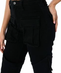 TOO COOL CARGO HIGH WAISTED JEANS -FINESSE-shop too cool cargo high waisted jeans black 7 7 c1