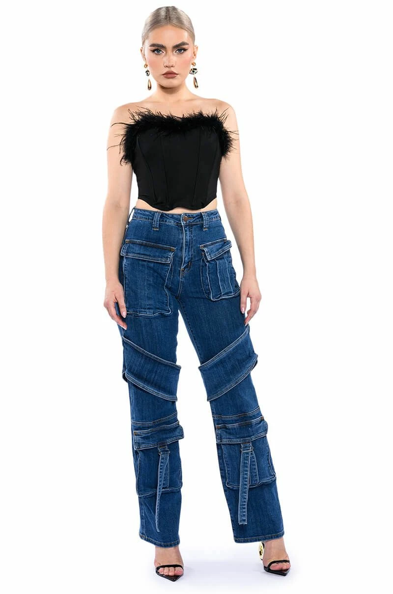 TOO COOL CARGO HIGH WAISTED JEANS 2 TOO COOL CARGO HIGH WAISTED JEANS - Image 2