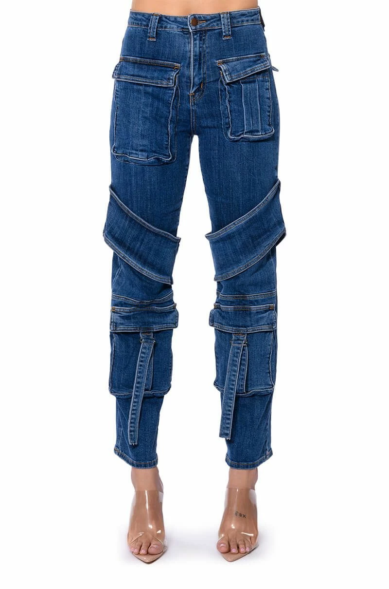 TOO COOL CARGO HIGH WAISTED JEANS 3 TOO COOL CARGO HIGH WAISTED JEANS - Image 3