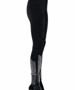 TOO GOOD HIGH WAISTED RHINESTONE FRINGE SKINNY JEANS -FINESSE-shop too good high waisted rhinestone fringe skinny jeans black 12 12