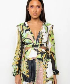 TOO GOOD TO YA ROMPER WITH CUT OUTS -FINESSE-shop too good to ya romper with cut outs green multi 4 4