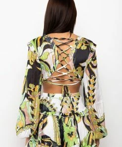 TOO GOOD TO YA ROMPER WITH CUT OUTS -FINESSE-shop too good to ya romper with cut outs green multi 6 6