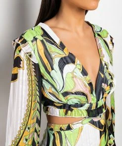 TOO GOOD TO YA ROMPER WITH CUT OUTS -FINESSE-shop too good to ya romper with cut outs green multi 8 8