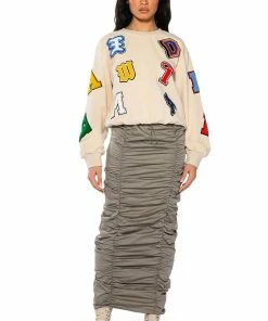 TOP OF THE WORLD CINCHED MAXI SKIRT -FINESSE-shop top of the world cinched maxi skirt light grey 3 3