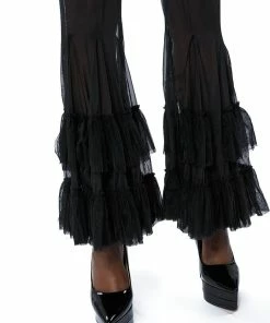 TRY AGAIN RUFFLED FLARE LEGGING -FINESSE-shop try again ruffled flare legging black 9 9