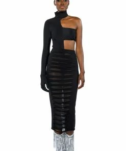 TRY ME DISTRESSED MIDI SKIRT 14 TRY ME DISTRESSED MIDI SKIRT -FINESSE-shop try me distressed midi skirt black 5 5