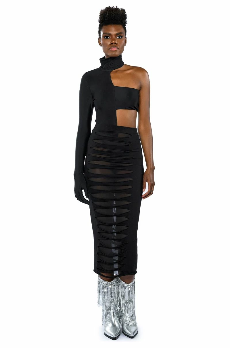 TRY ME DISTRESSED MIDI SKIRT 5 TRY ME DISTRESSED MIDI SKIRT - Image 5