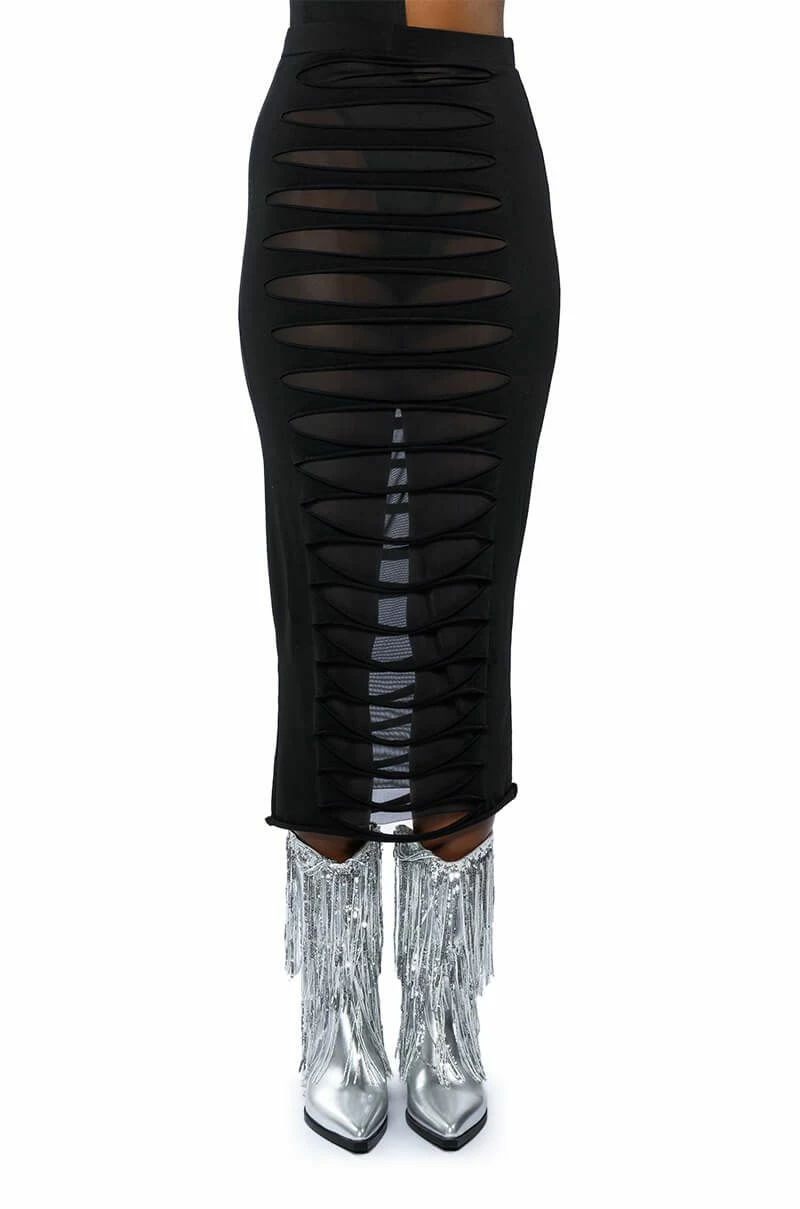 TRY ME DISTRESSED MIDI SKIRT 7 TRY ME DISTRESSED MIDI SKIRT - Image 7