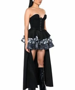 UNBOTHERED HIGH LOW HEM RUFFLE MAXI SKIRT 11 UNBOTHERED HIGH LOW HEM RUFFLE MAXI SKIRT -FINESSE-shop unbothered high low hem ruffle maxi skirt black 2 2 c1