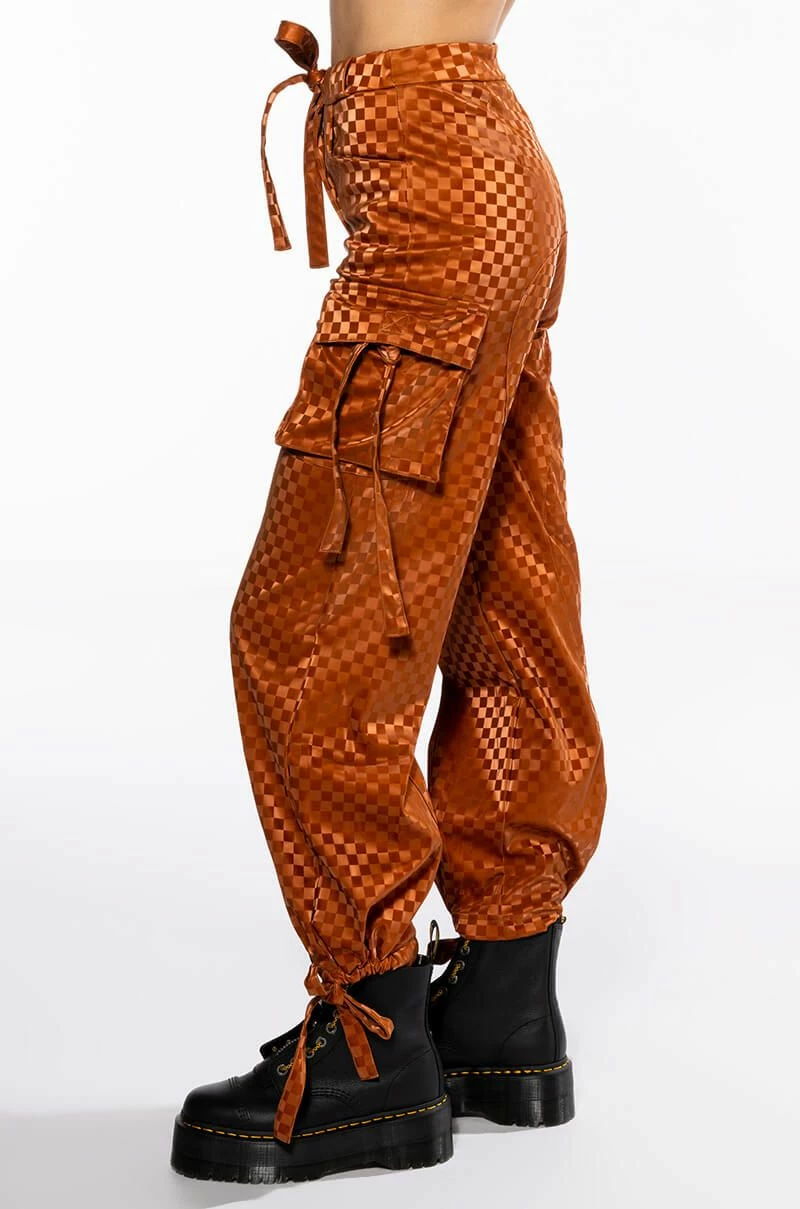 UNCOVERING YOUR TRACKS CHECKERED PU CARGO PANTS 5 UNCOVERING YOUR TRACKS CHECKERED PU CARGO PANTS - Image 5