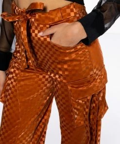 UNCOVERING YOUR TRACKS CHECKERED PU CARGO PANTS 14 UNCOVERING YOUR TRACKS CHECKERED PU CARGO PANTS -FINESSE-shop uncovering your tracks cargo pants rust 7 7