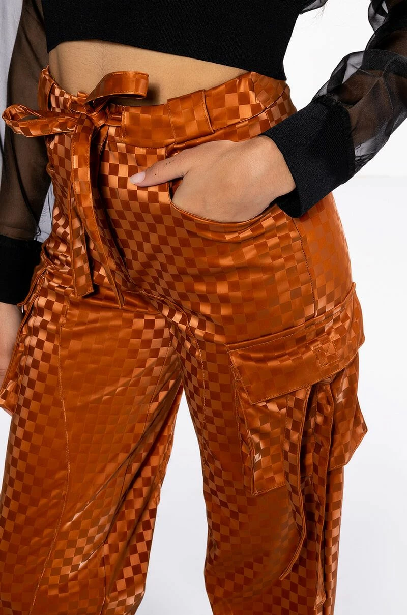 UNCOVERING YOUR TRACKS CHECKERED PU CARGO PANTS 7 UNCOVERING YOUR TRACKS CHECKERED PU CARGO PANTS - Image 7