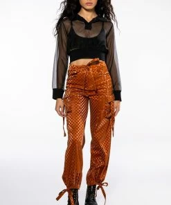 UNCOVERING YOUR TRACKS CHECKERED PU CARGO PANTS 15 UNCOVERING YOUR TRACKS CHECKERED PU CARGO PANTS -FINESSE-shop uncovering your tracks cargo pants rust 8 8