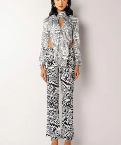 UTOPIA FLARED TROUSER -FINESSE-shop utopia flared trouser black white 10 10