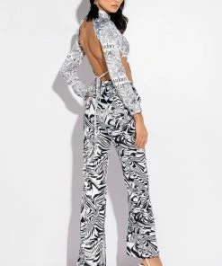 UTOPIA FLARED TROUSER -FINESSE-shop utopia flared trouser black white 5 5