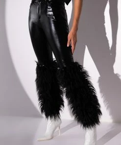 VIBE TO REMEMBER FAUX FUR VEGAN LEATHER PANT